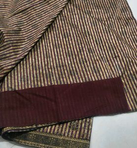 Elegant Floral &amp; Striped Saree