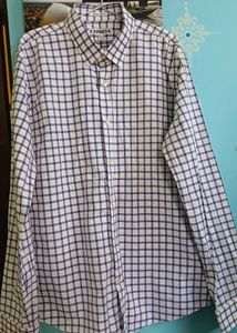 Men's Blue Checkered Long Sleeve Shirt