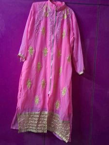 Elegant Pink Embroidered long Kurta