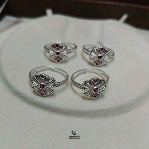 Sparkling Pure Silver Toe Rings - Set of one pair