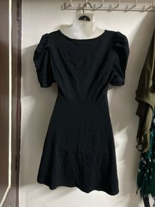 Black Puff Sleeve Square Neck Dress