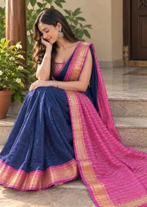 Elegant Navy and Pink Saree
