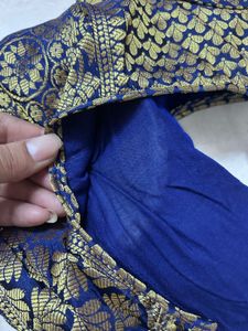 Elegant Blue &amp; Gold Banarasi Silk Saree