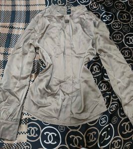 Elegant Satin Blouse with Bow Detail