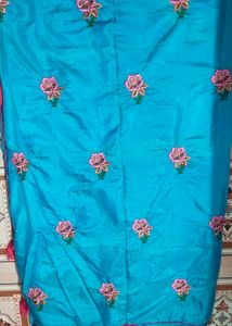 Embroidered Turquoise Fabric