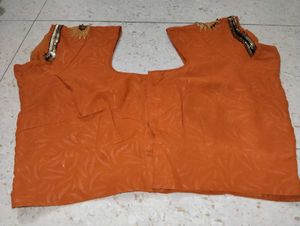 Orange Embroidered Blouse with Sequins