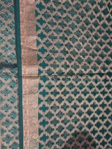 Elegant Teal Saree with Gold Weave