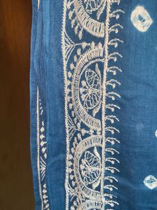 Blue Ethnic Dupatta with White Print