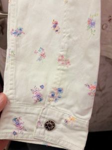 AND Floral White Denim Jacket
