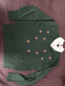 Floral Embroidered Green Cardigan