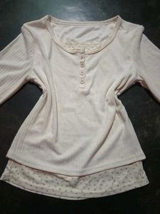 Cozy Long Sleeve Henley Top (savana small size)