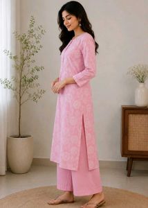 Pink Floral Kurta with Palazzo Set