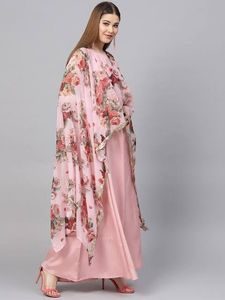 Elegant Pink Floral Ethnic Gown