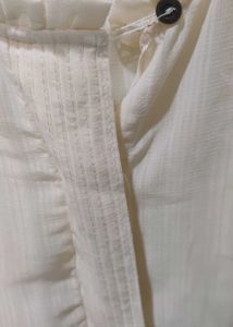 Cream Ruffle Neck Blouse