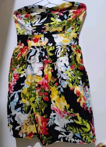 Boho Floral Strapless Dress