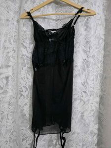 Kellberry Black Lace Babydoll with Chain Detail