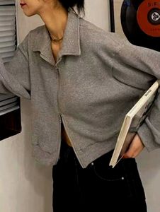 Preppy Grey two way zipper jacket