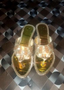 Beautiful Orangish Golden Stone Heels