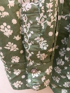 Olive Green Printed Womens Shirt