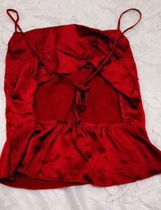 SheIn Ruched Tie Back satin Cami Top