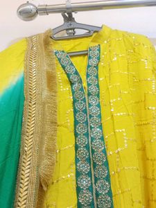 Yellow &amp; Green Kurta Set