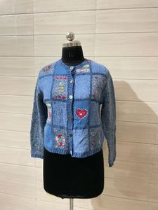 Pintresty 🌸Blue Patchwork Knit Cardigan