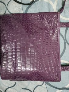 Stylish Purple Croc Embossed Shoulder Bag