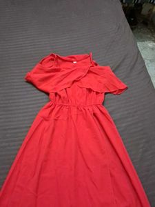Vibrant Red Off-Shoulder Maxi Dress
