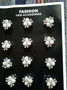 Pearl &amp; Rhinestone Flower Hair Clips Set