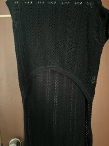 Shimmer Crochet Wool Tunic Top For Women