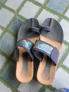 Comfortable Blue Patterned Flat Sandals