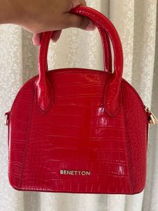 glossy red mini handbag