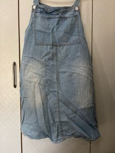 Light Wash Denim Pinafore Dress