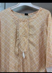 Peach Printed Kurta with White ant
