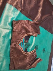 Green &amp; Brown Silk Saree