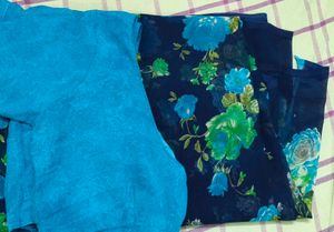 Beautiful Blue Floral Saree with blouse