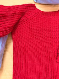 Chic Red Distressed Knit Sweater