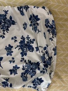 White Floral Strapless Top