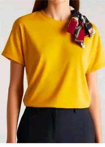 Yellow T-Shirt with Scarf Detail