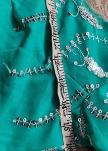 Green Embroidered net Saree &amp; Blouse