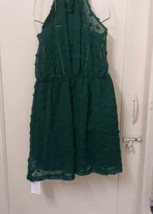 Emerald Green Halter Mini Dress
