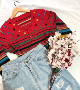 🎁Red Hot Multicolour Knit Top C
