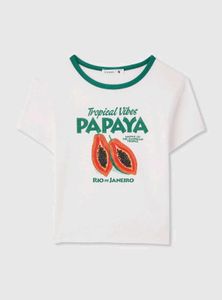 Papaya Graphic Crop Tee