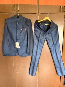 Men's Blue Nehru Jacket and Pant Set