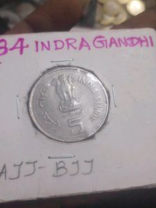 Very Rare Big Coin 5 Rs With Indira Gandhi