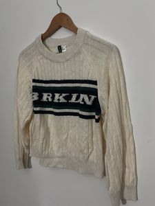 Cream Cable Knit "BRKLN" Sweater