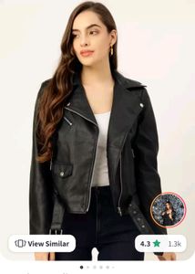 Leather Biker Jacket For Women - Medium