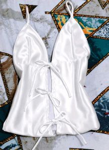 Satin silk halter neck Tie up Top