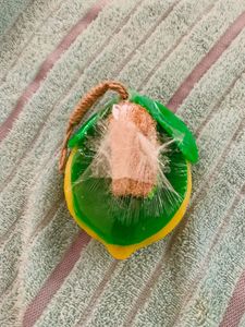 Lemon-Shaped Handmade Soap with Natural Loofah