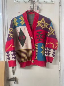 Abstract Vintage Style Patchwork Cardigan